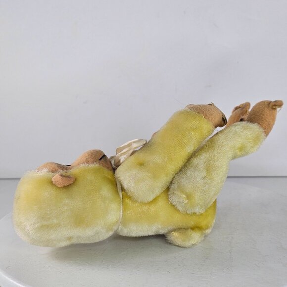 Vintage Japan Mohair Monkey Plush Toy With Ribbon Articulated - Picture 3 of 8